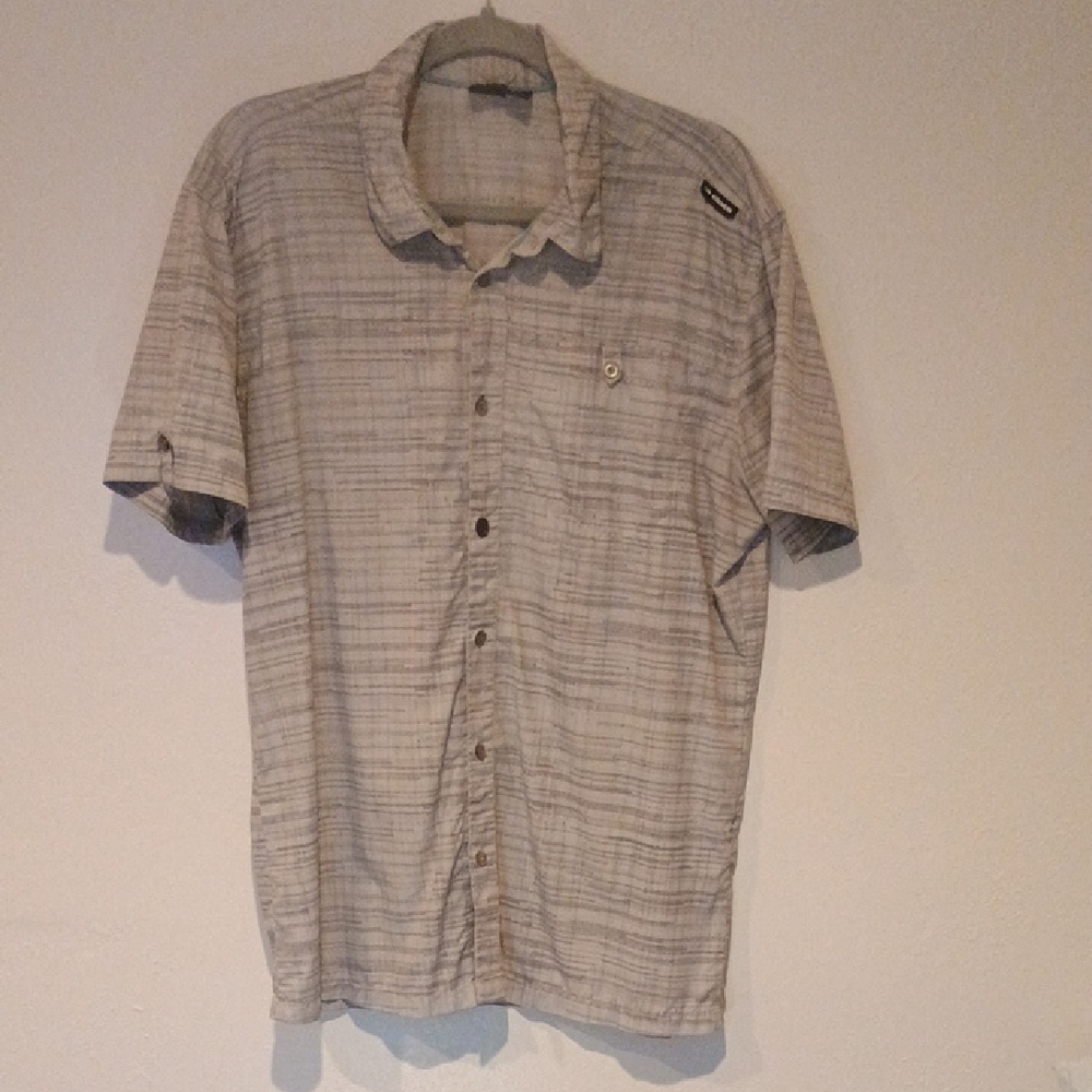 Large Men's Eider Collared Button Down Shirt Light Gray Breathable Outdoor